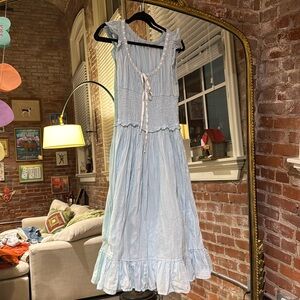 Kimchi Blue Pale Blue Ruffled Midi Dress